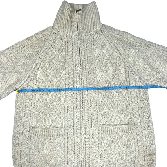 Carraig Donn Sweater Hand Knit Ireland Cable Knit Zip Cardigan Wool Women's XL - Picture 4 of 12